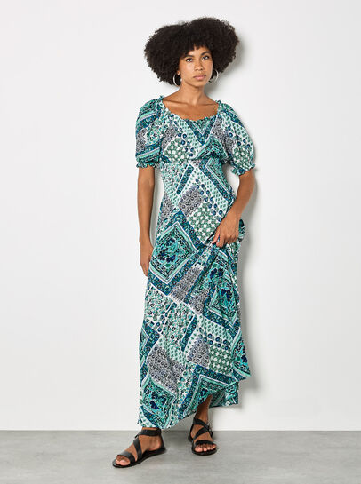 Boho Folk Print Maxi Dress