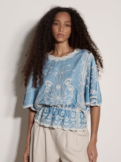 Floral Embroidered Boho Blouse