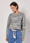 Space Dye Boxy Cropped Jumper, Grey, large