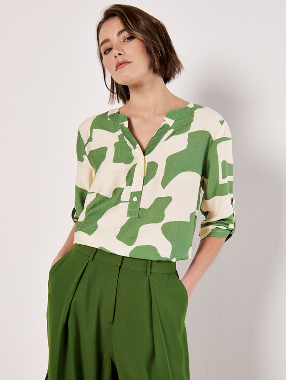 Abstract Shapes Blouse, Green, large