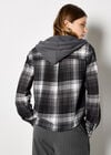 Textured Hooded Check Shirt, Grey, large