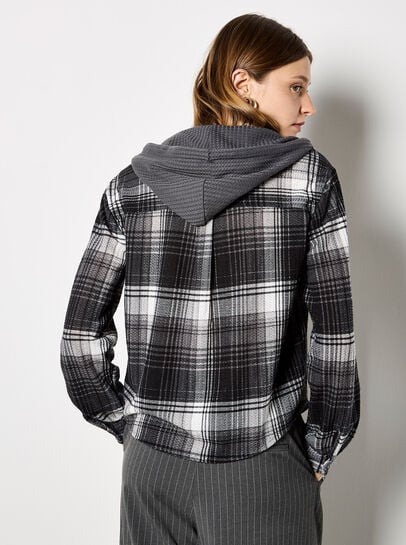Textured Hooded Check Shirt