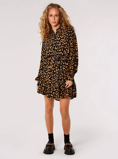 Leopard Print Shirt Mini Dress