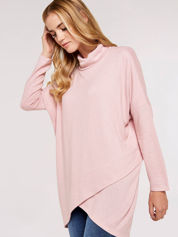 Wrap Front Tunic, Pink, large