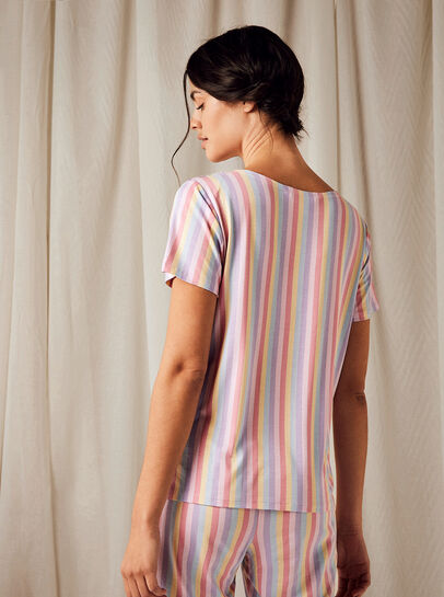 Rainbow Stripe Short Sleeve Top