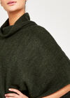 Waffle Cowl Neck Cape Top, Khaki, large