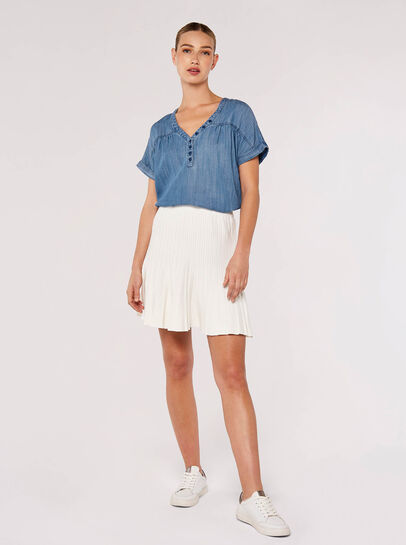 Denim Button Through Tee