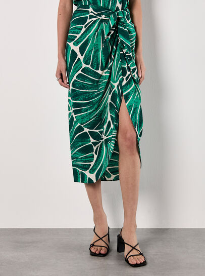 Abstract Shell Wrap Midi Skirt