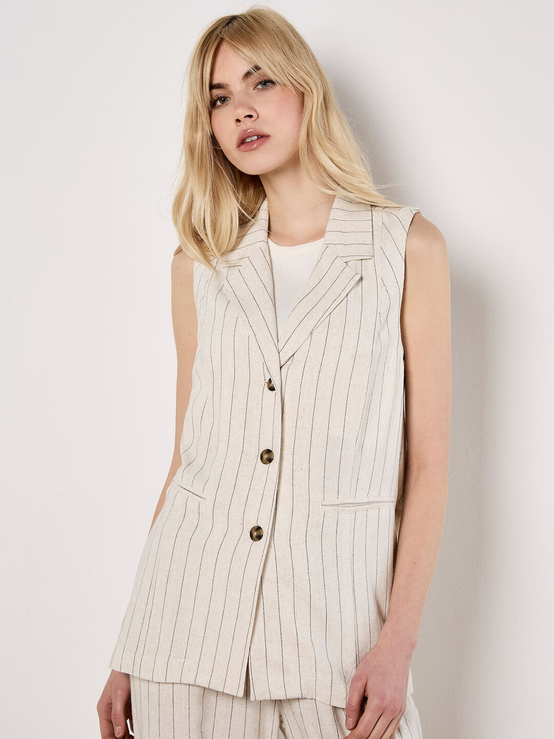 Longline Pinstripe Waistcoat