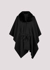 Faux Fur Collar Poncho, Black, large