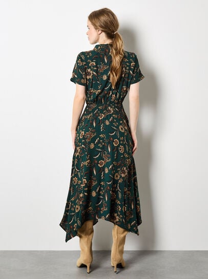 Sarasa Floral Shirt Midi Dress