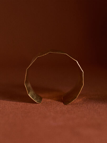 Gold Tone Hammered Brass Cuff Bracelet