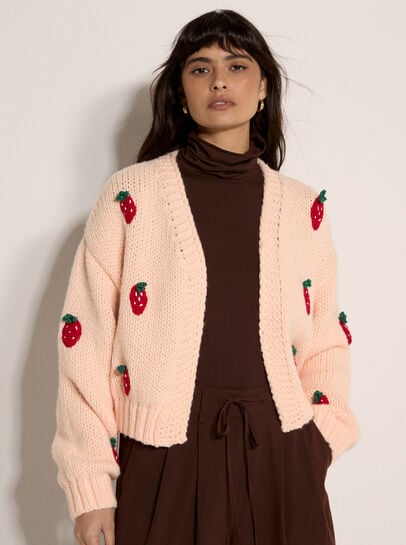 Chunky Knit Strawberry Cardigan