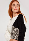 Colour Block Animal Print Jumper, Cream, large