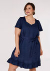 Curve Lightweight Denim Mini Dress, Navy, large