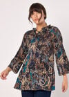 Paisley Plisse Top, Teal, large