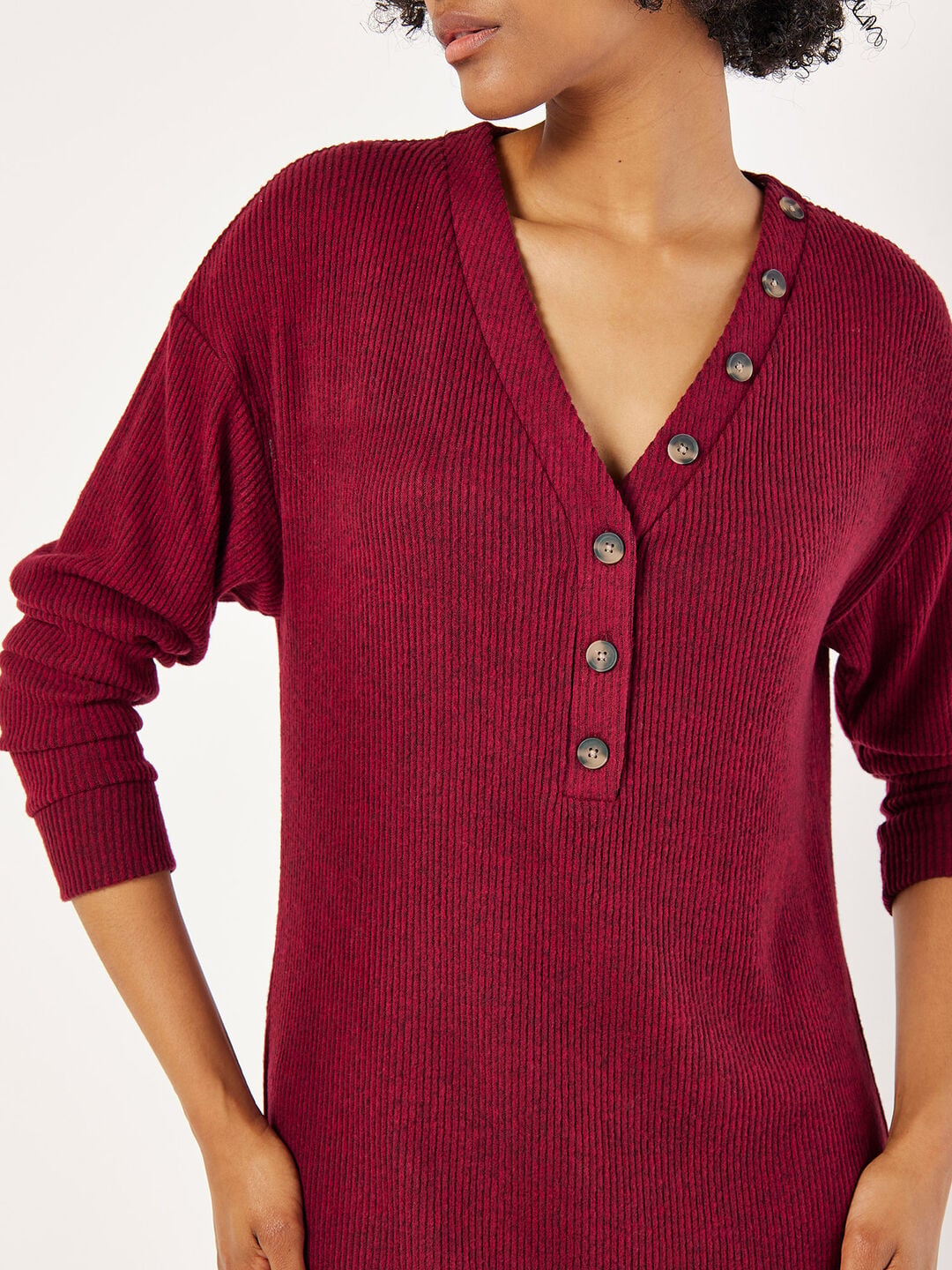 burgundy ribbed knit dress Ribbed knit midi dress