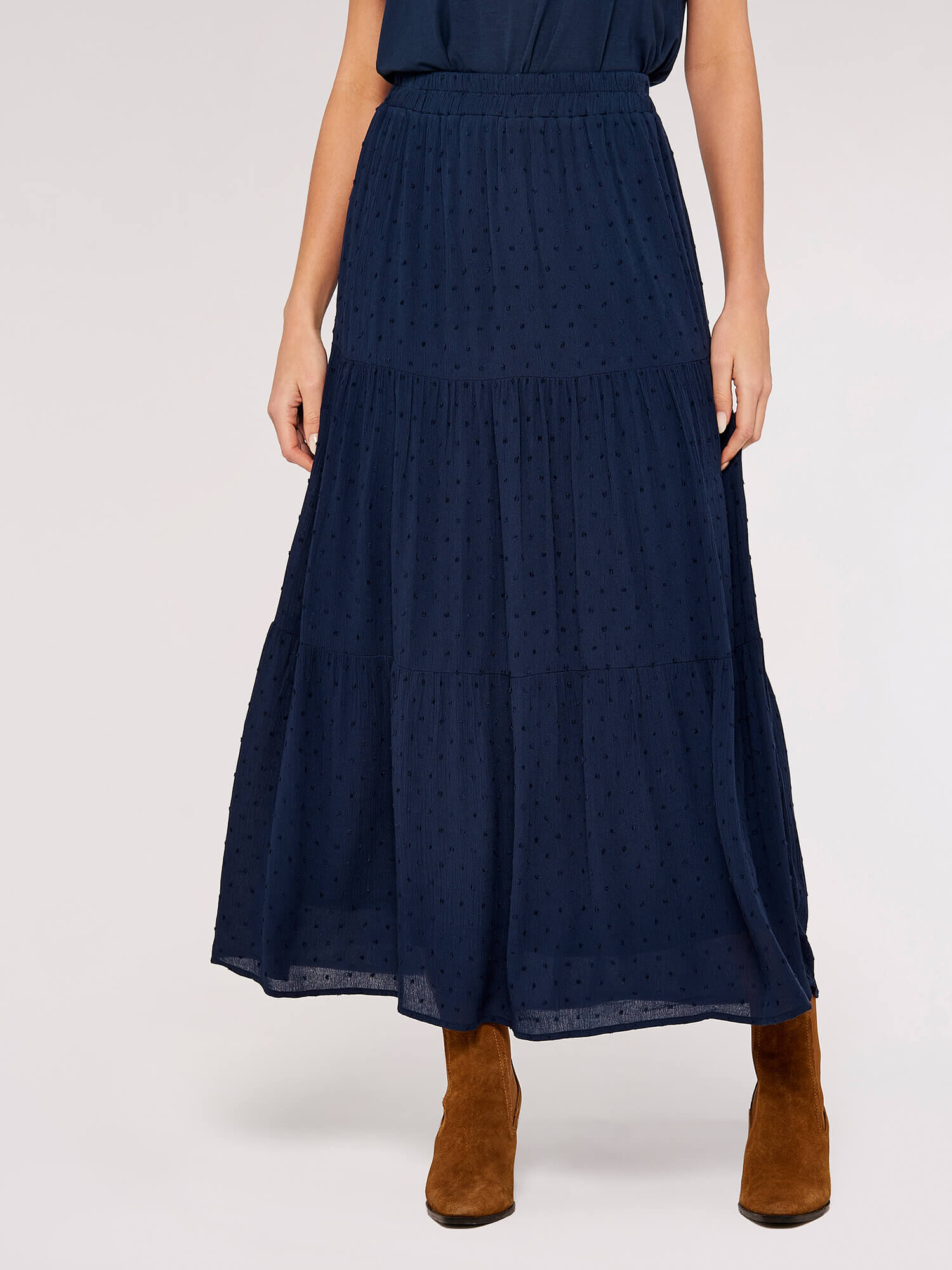 Navy tiered skirt cheap