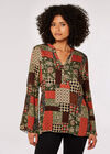 Geometric Patchwork Top, Khaki, large