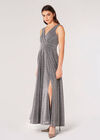 Robe Maxi Sparkle Lurex, Gris Clair / Argent, large