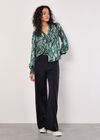 Snakeskin Hammered Satin Blouse, Green, large