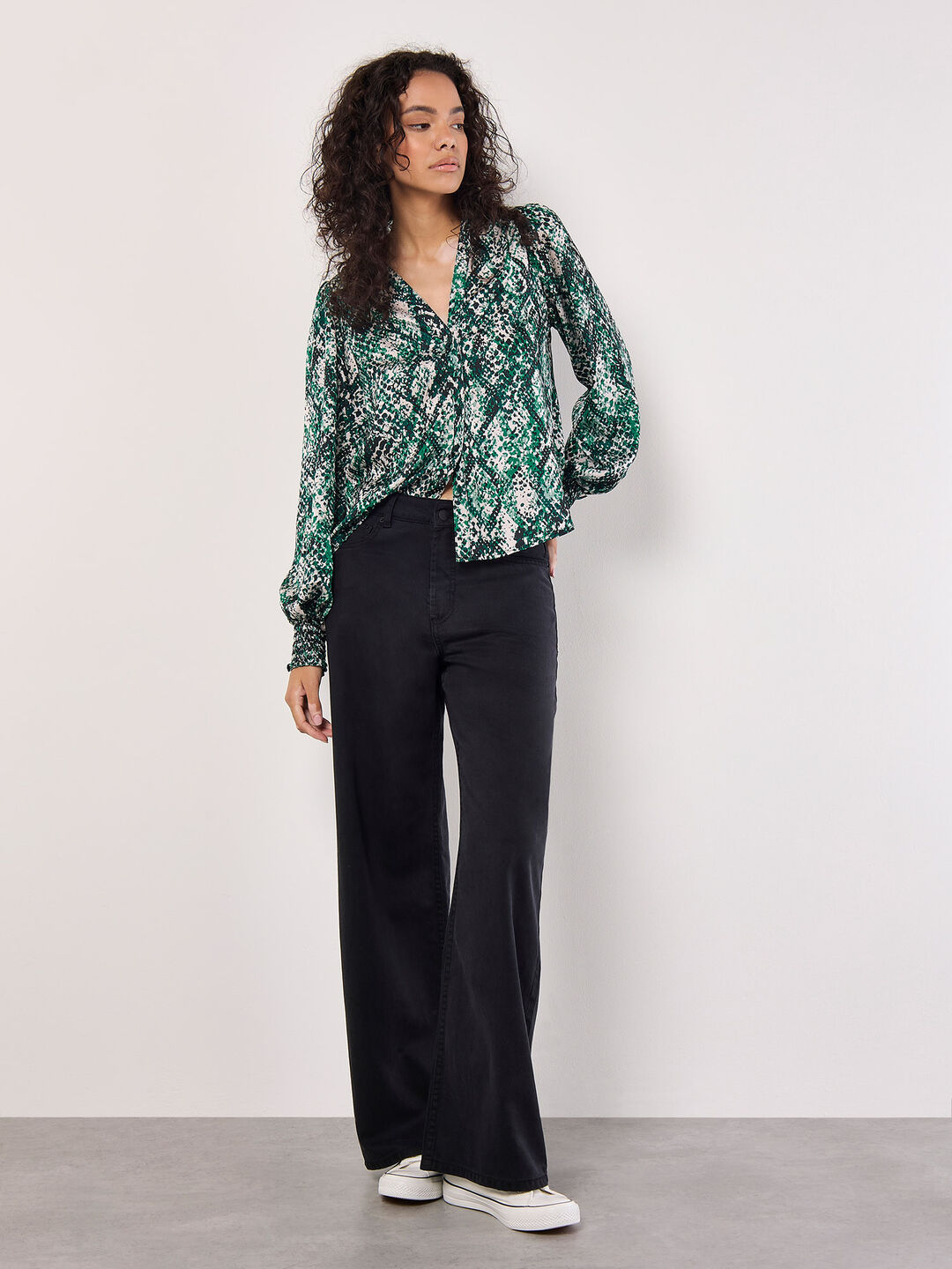 Snakeskin Hammered Satin Blouse