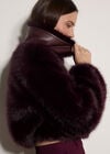 Luxe Faux Fur Short Jacket, Burgundy, large