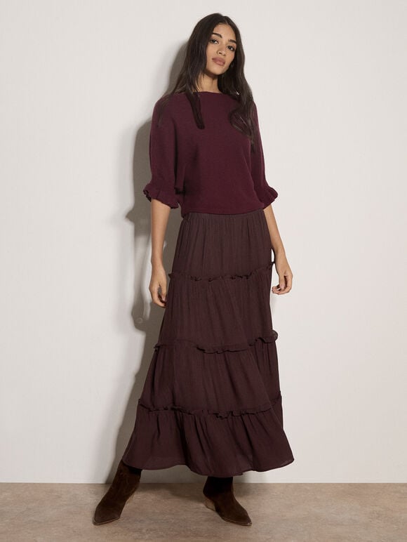 Soft Knit Batwing Top, Burgundy, large