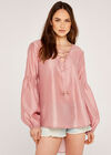 Satin Top with Bead Detail, Pink, large