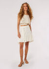 Linen Blend Button-Down Mini Skirt, Cream, large