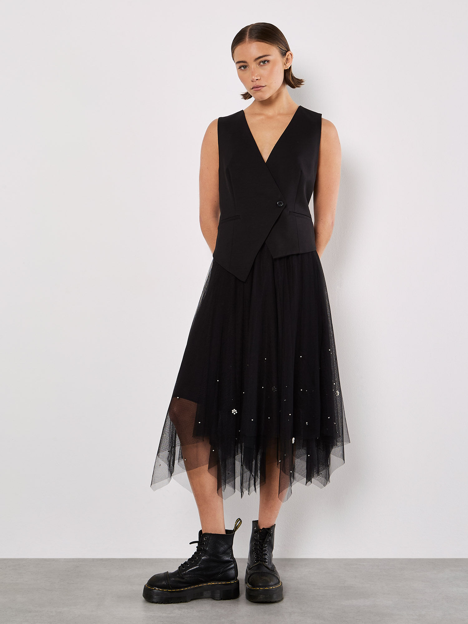 Tulle midi skirt embellished cheap