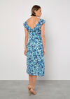 Floral Asymmetric Ruffle Midaxi Dress, Aqua - Turquoise, large