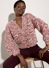 Tonal Shimmer Chunky Knit Cardigan, Orange, large