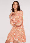 Zebra Mini Dress, Coral, large