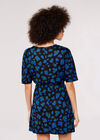 Animal Print Mini Dress, Blue, large