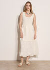 Embroidered Floral Tiered Maxi Dress, Cream, large