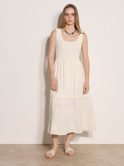 Embroidered Floral Tiered Maxi Dress