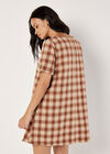Check Print Swing Mini Dress, Rust, large