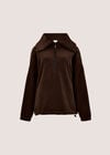 Funnel Neck Teddy Borg Fleece Jumper, Brown, large