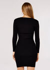 Knitted Wrap Mini Dress, Black, large