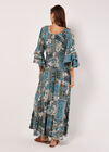 Patchwork Scarf Print Maxi Dress, Blue, large