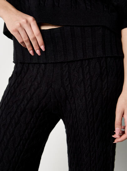 Twisted Cable Knit Wide Leg Trousers