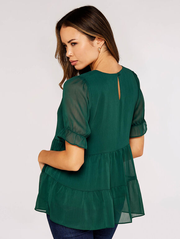 Recycled Crinkle Tiered Top, Green, large