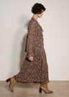 Paisley Chiffon Ruffle Blouse, Brown, large
