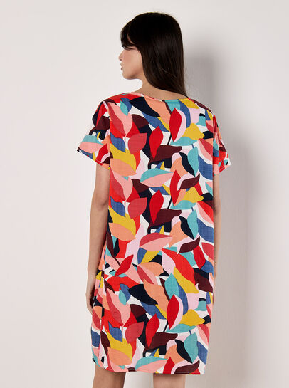 Colour Block Leaf Cocoon Mini Dress