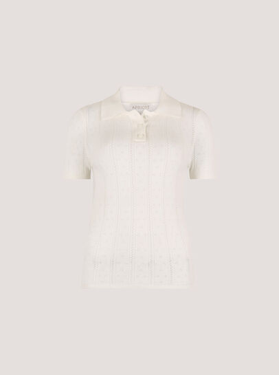 Pointelle Knit Polo T-Shirt
