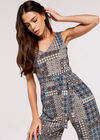Patchwork Tile Culotte Jumpsuit, Navy, large