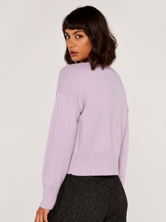 Chunky Mock Neck Jumper, Lilac, large