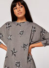 Leopard Star Print Curve Hem Top, Grey, large