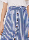 Striped Button Midi Skirt, Blue, large